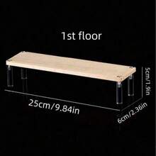 Wooden Desktop Dessert Display Rack, Decorative Display Storage Shelf For Nail Polish, Fragrance, Scented Candles, Air Freshener, For Desk, Office, Vanity, Bedroom, Bathroom, Home, Dorm, Room Storage - Beige - View 11