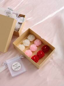 Rose Scented Candle Set (9Pcs) With Gift Box & Organza Bags, Romantic Decorative Candles For Wedding, Proposal & Special Occasions - 9Pcs - View 8