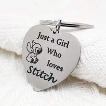 Disney 1件史迪奇动漫钥匙扣项链和钥匙扣包挂件不锈钢激光雕刻礼品 - 彩色 - 查看 6