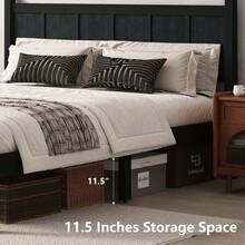 MERAX Queen Size Flat Panel Bed With Headboard & Footboard, Minimalist Modern Platform Bed With Wood Grain Finish, Shaker And Farmhouse Style Design, Sleek And Functional Bedroom Furniture,Black - Black(Queen Size) - 查看 3