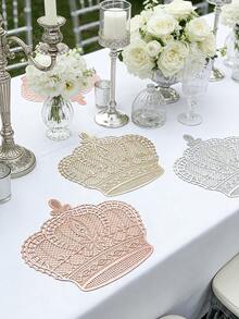 1/4/6pcs Faux Gold Crown PVC Placemats, Heat Insulation Non-Slip Table Mats For Hotel Restaurant Decoration, Suitable For Wedding Party, Christmas, Valentine's Day, Holiday Celebration, Picnic, Birthday Party - Multicolor - View 1