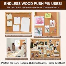 Colorful Wood Push Pins Decorative Wooden Thumb Tacks For Cork Board And Bulletin Board Map Pins For Wall 60 Pieces - Colorful - View 6