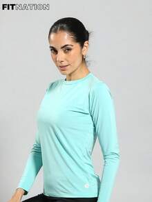 FITNATION Women's Long-Sleeved T-Shirt With UV50 Sun Protection - Hijau muda - View 1