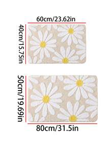 1 Peça Tapete de Banheiro com Estampa de Margarida, Macio, Absorvente e Antiderrapante, Fácil de Limpar e Lavável na Máquina, Adequado para Entrada Interna/Externa, Confortável para Banheira e Chuveiro, Ideal para Decoração de Primavera/Verão - A - Visão 9