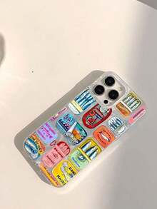 1pc Retro Colorful Sardine Can Graphic Phone Case, Shockproof Transparent Protective Cover Compatible With Samsung/Apple Waterproof Anti-Fall Scratch Resistant - 1 cái - Xem 4