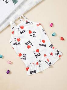 Đầm hai dây in chữ "Con yêu mẹ" dành cho chó cưng nhân Ngày của Mẹ, trang phục thường ngày thoải mái cho chó nhỏ, mùa xuân/hè. - trắng - Xem 9