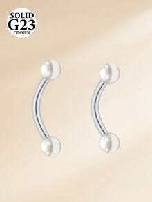CIZME 2PCS 16G Titanium Alloy Curved Barbell Eyebrow Tragus G23 Helix Ear Belly Lip Ring Body Piercing Jewelry 8mm 10mm - Silver - View 3