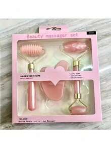 3件套面部按摩工具套装，包含3个玉石滚轮和刮痧板，采用天然软玉制成。面部滚轮按摩器、刮痧板、玉石按摩工具，具有抗衰老功效，可恢复面部和颈部活力，减少皱纹和眼部浮肿。适用于面部按摩，适合家庭和美容院使用。女士礼品，美容、护肤、水疗、自我护理、护肤工具、面部护理、美容师用品、按摩、面部按摩工具、面部滚轮。 - 彩色 - 查看 2