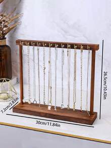 1pc/2pcs High Quality Walnut Color Solid Wood Necklace Display Stand, Jewelry Holder For Necklaces, Bracelets And Accessories - Walnut - View 16