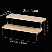 Wooden Desktop Dessert Display Rack, Decorative Display Storage Shelf For Nail Polish, Fragrance, Scented Candles, Air Freshener, For Desk, Office, Vanity, Bedroom, Bathroom, Home, Dorm, Room Storage - Beige - View 18