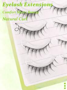 5 Pairs Japanese Soft & Natural Eyelash Extensions, Lightweight Comfortable Curly False Lashes - Black - View 6