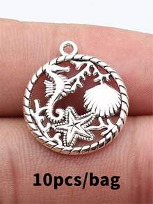 10pcs 23x20mm Ocean Life Seahorse Starfish Shell Coral Charms Pendant For DIY Jewelry Making Necklace Keychain Phone Chain Bracelet Making Accessories Handmade Craft Making Findings - Marine Life - View 14