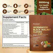 Miriyalyad VivoNu Wormwood Black Walnut Cloves Capsules - Boost Metabolism & Enhance Energy | Contains Black Walnut, Garlic, Wormwood, And More | 240 Capsules (80-Day Supply) - 3PCS - 查看 8