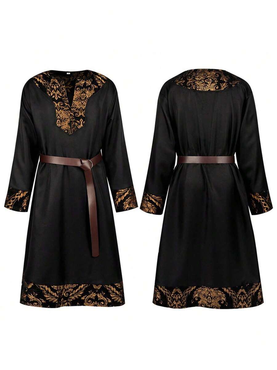 Men Cosplay Clothing - 25610 Pirate Knight Black [with Belt] - View 1