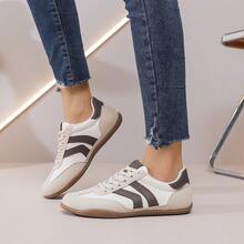 Giày thể thao nữ thường ngày, giày tối giản lấy cảm hứng từ Đức, giày lười đi học, giày chạy bộ đường trường, giày leo núi cắm trại, giày trượt ván ngoài trời, giày đế bằng. - Màu be - Xem 5