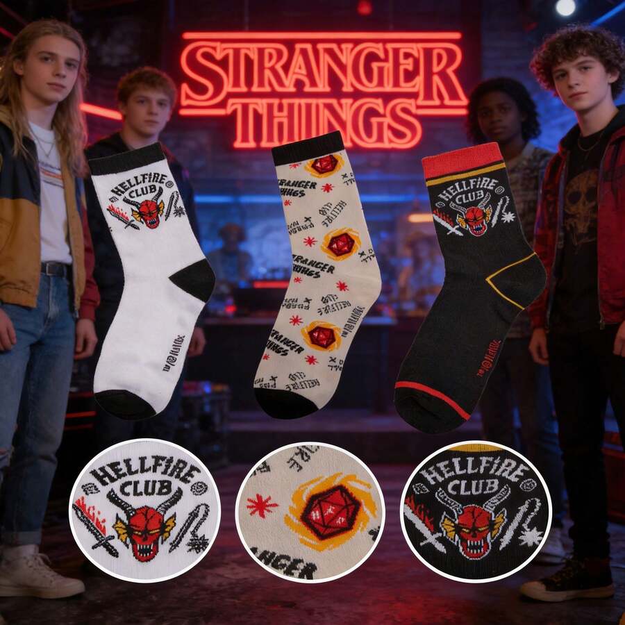 Netflix Officially Licensed Stranger Things Squid Game Themed Socks Pattern Dress Socks Lightweight Breathable Crew Socks For Daily Wear Streetwear Cosplay Gift - Multicolor - View 1