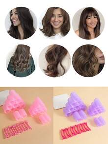 36 pezzi Set di bigodini autoadesivi, include 24 bigodini e 12 clip, stile salone senza calore per arricciare i capelli fai-da-te, bigodini, accessori per capelli, strumenti per capelli, attrezzatura da salone - Multicolore - Visualizzare 9