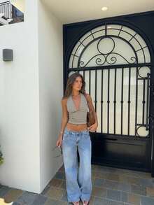 Áo hai dây in họa tiết kẻ sọc dành cho nữ, thích hợp cho mùa xuân/hè, ngày Valentine, mặc hàng ngày và đi nghỉ mát. - màu nâu - Xem 5