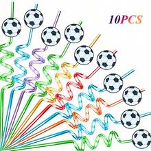 WJLLMYBAKING 10pcs Reusable Spiral Football Straws, Suitable For Football Party, Plastic Straws For Football Match Party Supplies, Gifts - View 8