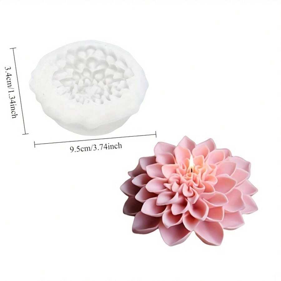 花朵硅胶模具 牡丹/百合/玫瑰 - 适用于蜡烛、树脂首饰、香薰蜡烛、肥皂和多肉植物盆栽 - 可重复使用的DIY礼品套装,适合母亲节、婚礼、家居装饰和工艺品 - 蓮花花卉模具 - 查看 1