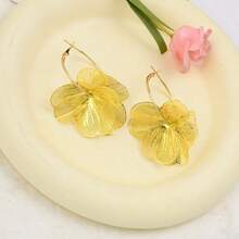 1 Đôi bông tai mặt dây chuyền hình hoa cao cấp, thanh lịch, sáng tạo, thích hợp làm quà tặng Ngày của Mẹ và phụ kiện đeo hàng ngày cho phụ nữ. - Vàng - Xem 6
