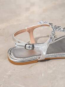 Women's Fashion Flat Sandals Thong Slippers - Silver - View 6