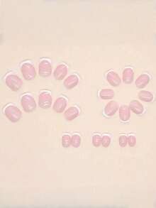 Upgrade Your Look 24-Piece Chinese A-Type White French Fashion Nail Set For Parties, Dances, And Daily Wear - Multicolor - View 4