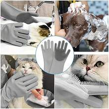 1 Pair Silicone Pet Grooming Gloves - Multi-Function Brush, Suitable For Bathing, Gentle Massage, Efficient Deshedding And Dematting - Multicolor - View 9