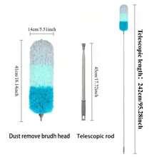 可伸缩超细纤维除尘掸，配有灵活长柄和静电除尘刷 - 重型不锈钢杆，可伸缩，适用于清洁吊扇、家具、百叶窗、汽车 - 可重复使用，无需电池/易于清洁天花板、地板和汽车 - 多色的 - 查看 8