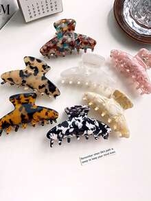 Acetic Acid Simple Basic Semicircular Classic Versatile Hair Clip Bun Hair Claw Fashionable Small Hair Claw 1pc - Multicolor - View 3