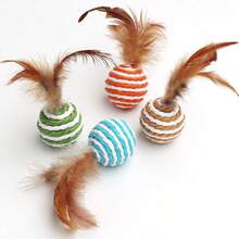 3pcs Random Color Sisal Cat Toys, Cat Self-Amusement Ball, Chew Stick, Interactive Toys For Cats - Random Color - View 3