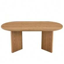 Mesa de comedor de 180 cm para cuatro a seis personas, mesa de cocina ovalada, mesa de comedor redonda moderna de estilo rústico, adecuada para el comedor, la cocina y la sala de estar. - Caqui - Ver 10