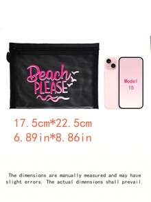 Large Capacity Letter & Palm Tree Pattern Beach Makeup Bag - Multicolor - View 6