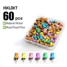 Colorful Wood Push Pins Decorative Wooden Thumb Tacks For Cork Board And Bulletin Board Map Pins For Wall 60 Pieces - Colorful - View 2