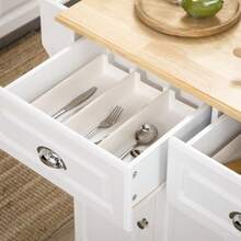 Kitchen Island With Storage Rolling Kitchen Serving Cart With Rubber Wood Top Towel Rack Storage Drawer Cabinet White - White - 查看 9