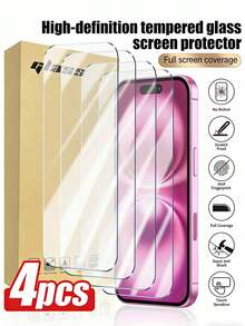 4pcs High Definition Tempered Glass Screen Protector, Scratch-Resistant, Waterproof, Dustproof, Anti-Fingerprint, Compatible With IPhone 7/8/X/XS/XR/11/12/13/14/15/16/16 Plus/16 Pro/16 Pro Max/16e17/17 Air/17 Pro/17 Pro Max/17/17 Air/17 Pro/17 Pro Max - Clear - View 9