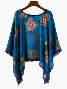 1 chiếc khăn choàng nữ kiểu retro thanh lịch in hoa giả lụa, thích hợp cho hoạt động ngoài trời, du lịch, chống nắng, mùa xuân/hè. - Nhiều màu - Xem 4