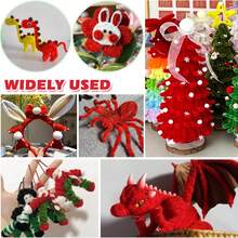 200pcs Pipe Cleaners Red And Moss Green Chenille Stems For Crafts 6mm X 12 Inch Fuzzy Sticks Craft Supplies Thick Fuzzy Wire For Arts & Crafts, Classroom Project, Festive Decoration Christmas DIY Art Craft Projects Home Decorations - Multicolor - View 10