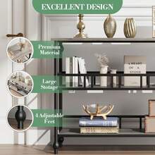 Mesa de consola clásica de 3 niveles, mesa de sofá con diseño de soporte arquitectónico para entrada, sala de estar, pasillo, oficina y dormitorio - Gris - Ver 4