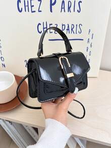 Niche Design Mini Handbag For Women, New Fashionable Elegant Crossbody Square Bag - Black - View 6