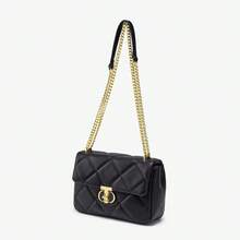 Cross-Border Fashion Rhombus Chain Shoulder Bag, Black Lockable Crossbody Bag - Black - View 7