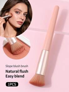 1支杏色腮红刷，斜角刷，长柄木柄，化妆刷，散粉刷，轮廓刷，化妆工具，适合初学者和专业人士，家用/户外男女通用 - 杏色 - 查看 4