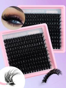 200pcs/180pcs/160pcs/140pcs/120pcs 8D Luxury Fluffy DIY Cluster Lashes - 14-20mm Mixed Length Eyelash Extension 0.07mm Russian D Curl Thick Reusable Dramatic Lashes Suitable For Beginners Easy To Use - 10 Rows (60D/80D/100D/120D/160D/200D Various Specifications) Cluster Lashes, Lash Clusters, Individual Lashes, False Eyelashes - D - View 2