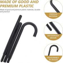 1pc Holiday Party Prop, Costume Prop Cane, All Black Magician's Cane, Curved Black Photo Prop - Multicolor - View 5