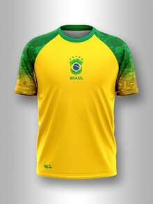 Brazil Limited Edition Men's DryFit Football Style Streetwear Shirt - MOD 21 黃色 - 查看 1