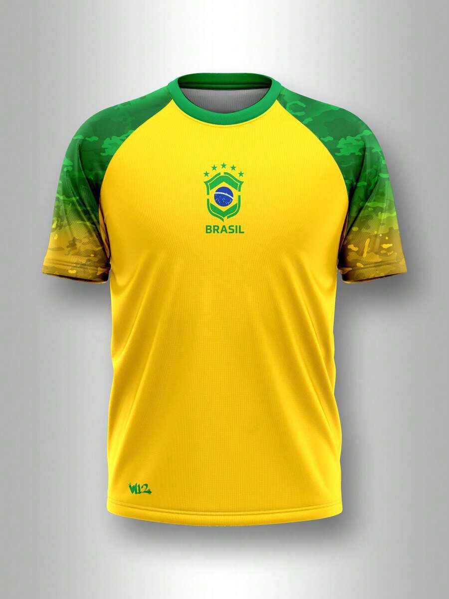 Brazil Limited Edition Men's DryFit Football Style Streetwear Shirt - MOD 21 黃色 - 查看 1