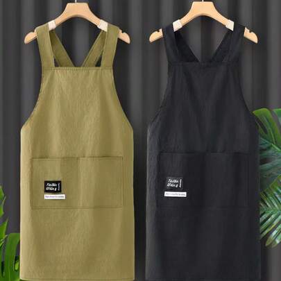 Tạp dề không tay màu trơn, kiểu dáng đơn giản và thời trang, thích hợp sử dụng trong nhà bếp. Chống thấm nước và dầu mỡ, lý tưởng cho việc nấu nướng và ăn uống.