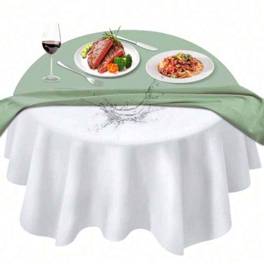 Table Protector Pad with Flannel Backing Heavy-Duty Vinyl Table Padding Under Tablecloth Waterproof Heat Resistant 52 inches Round - Blanco - Ver 1