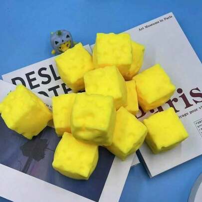 1/2/3pcs New Cube Cheese Squeeze Toy With Gift Bag, Creative Transformable Slow Rebound Square Cheese Stress Relief Toy, Relax Mind, Holiday/Birthday Gift, Squeeze Toy, Squishy Toy, Slow Rebound Toy, Stress Relief Toy, Tactile Toy, Sensory Toy