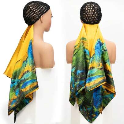 ROSEBONY Wrap Cap Hair Net With Scarf, Heatless Silk Press Hair Care, Shower Cap (Color-1)